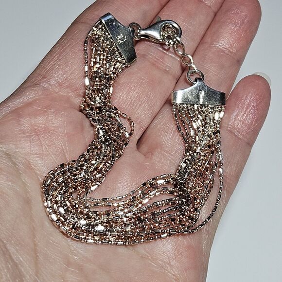 Vintage Italy Dyadema Signed Sterling Silver 925 Multistrand Bracelet Sz 7-7.5" - Picture 1 of 16